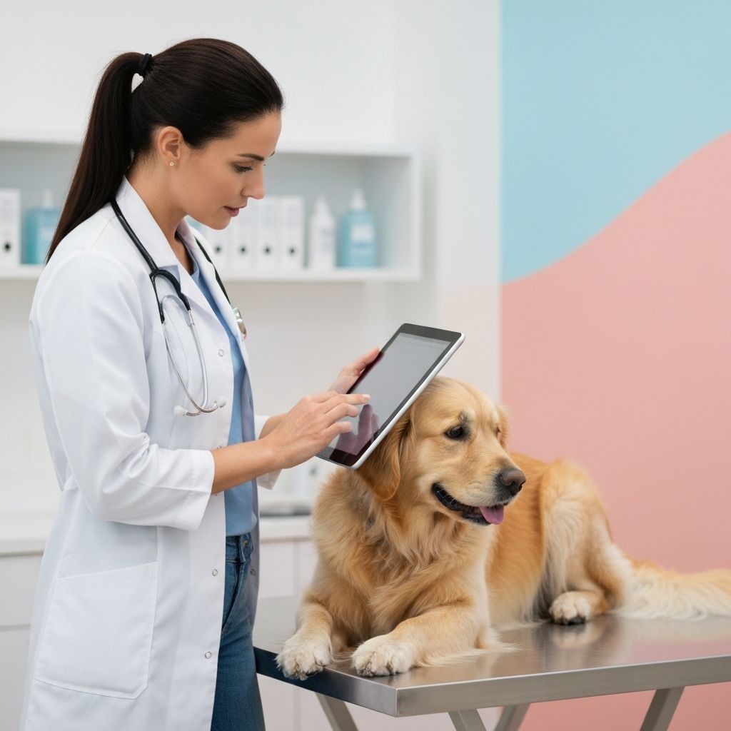 Veterinario con tecnologia digitale